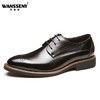 万西尼（WANSSENY）男士商务休闲正装皮鞋英伦风韩版低帮尖头系带0021 黑色 38