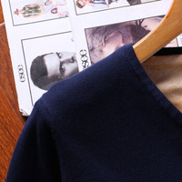 吉普盾 加绒毛衣男韩版休闲男士针织衫 宝蓝 3XL