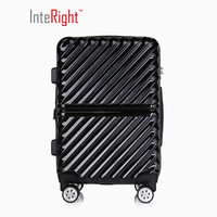 INTERIGHT 商务斜条纹拉链拉杆箱静音万向轮旅行箱行李箱  黑色 24英寸