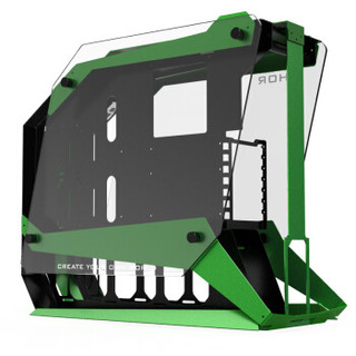 炽果（ZEAGINAL）西瓜雷神 ZC-16 黑绿 钢化玻璃双侧透全铝高端风冷/水冷电竞游戏机箱