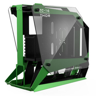 炽果（ZEAGINAL）西瓜雷神 ZC-16 黑绿 钢化玻璃双侧透全铝高端风冷/水冷电竞游戏机箱