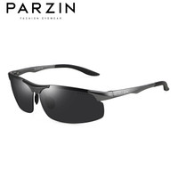 PARZIN 帕森 铝镁大框偏光镜男 简约运动太阳镜男款司机驾驶墨镜8003 枪框黑灰