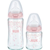 NUK 新生儿 宽口径玻璃奶瓶 防胀气 240ml+120ml