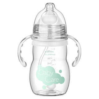 babycare新生婴儿玻璃奶瓶 宝宝宽口径带吸管手柄耐摔小奶瓶-260ml 1826
