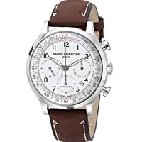 BAUME & MERCIER 名士 CAPELAND卡普蓝系列 MOA10000 男士机械手表 42mm 白盘 棕色皮带 圆形