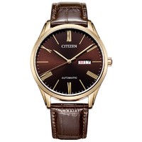 CITIZEN 西铁城 NH8363-14XB 男士自动机械表 皮带棕色盘