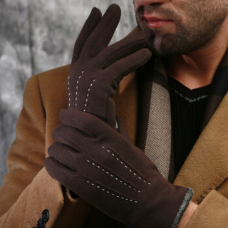 南极人（nanjiren）手套男冬加厚保暖 商务开车舒适 修手分指男士手套 棕色 416