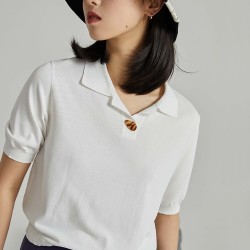 ZIQIAO 自巧 20ZQ0215 简约针织POLO打底上衣