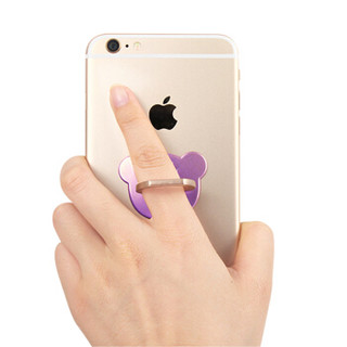 蜂翼 多功能手机支架 创意指环扣支架 手机平板便携通用懒人支架 熊头款 高贵紫
