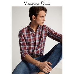Massimo Dutti 00152152600 亚麻格纹衬衫