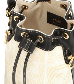 FENDI 芬迪 Mon Tresor 迷你帆布水桶包 白色