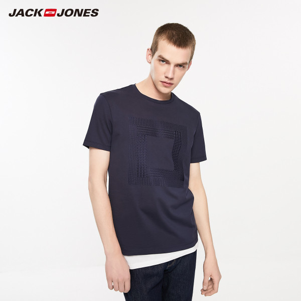 【服饰鞋包】杰克琼斯 219201559 男纯棉圆领立体刺绣装饰短袖【报价 