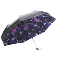 天堂伞 （UPF50+）全遮光黑胶三折铅笔伞小黑伞太阳伞晴雨伞31808E紫色