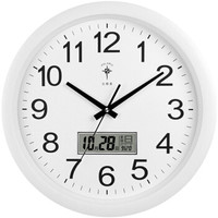 北极星（POLARIS）挂钟15英寸静音客厅万年历钟表现代石英钟时尚日历时钟创意挂表6804白色日历款