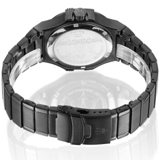 玛莎拉蒂（MASERATI）手表 Potenza系列石英PVD黑色表带时尚休闲商务男表黑色表盘镂空表面R8853108003