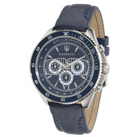 玛莎拉蒂（MASERATI）手表 Stile系列石英深蓝色皮带时尚休闲商务男表蓝色表盘R8851101002