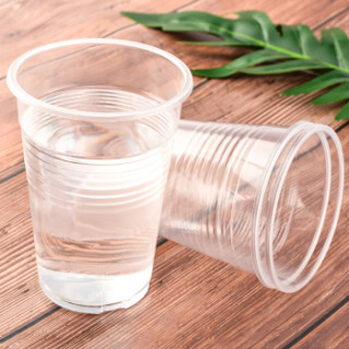 一次性塑料杯 大号320ml加厚果汁塑杯50只装 增厚透明塑杯一次性水杯