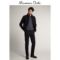 春夏折扣 Massimo Dutti 男装 拼接海军蓝绒面革皮衣外套 03320239401