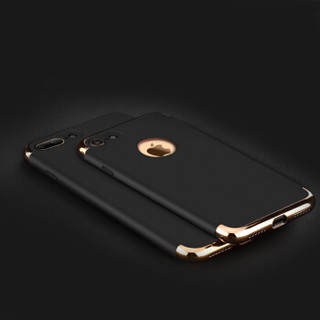 悦可（yueke）苹果8plus/7plus手机壳 iphone8plus/7plus保护套磨砂 创意三段式防摔硬壳全包-黑色-5.5英寸