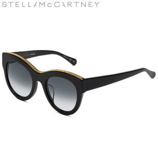 丝黛拉麦卡妮Stella McCartney kering eyewear 女墨镜 链条 亚洲版 SC0018SA-001 黑色镜框渐变灰镜片 51mm