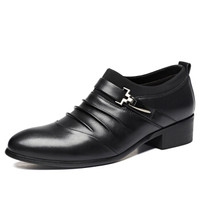 COSO 男士商务休闲鞋正装鞋舒适透气皮鞋 1032 黑色 38