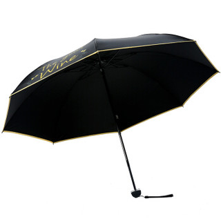 天堂伞 全遮光（UPF50+）黑丝亮胶三折太阳伞晴雨伞31840E黄色