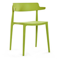 百思宜 北欧现代简约休闲靠背餐椅 家用塑料椅子创意餐桌椅凳子时尚洽谈椅 嫩绿色