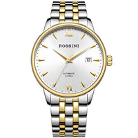 ROSSINI 罗西尼 手表男自动机械表白盘钢带生日礼物送男友国表商务日历 517773