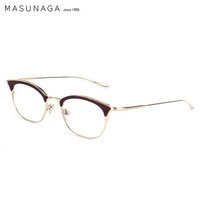 MASUNAGA增永眼镜男女复古全框眼镜架配镜近视光学镜架ELLA #27 红眉金架