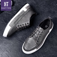 皓顿（HAUT TON）时尚英伦系带简约运动板小白休闲男鞋子 B135 灰色 42