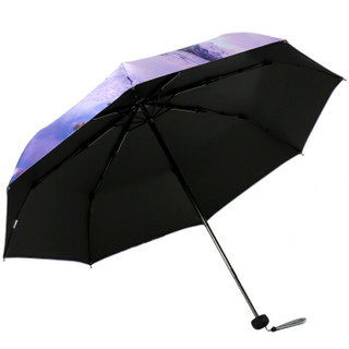 天堂伞 黑胶（UPF50+）三折太阳伞晴雨伞紫气东来31842E花外