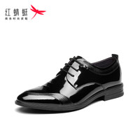 红蜻蜓 （RED DRAGONFLY）时尚商务职场压纹系带皮鞋男鞋 WBA80501  黑色  42