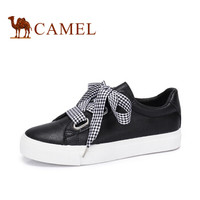 骆驼（CAMEL） 女鞋  甜美系带简约舒适小白鞋 A81226693 黑色 35