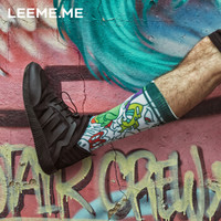 粒米半玺彩色袜子男情侣中筒袜潮流百搭滑板袜 鬼面女巫