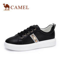 骆驼（CAMEL） 女鞋 时尚简约系带珠饰小白鞋 A81523602 黑色 38