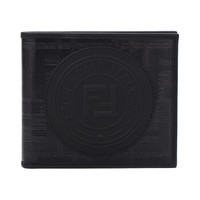 芬迪 FENDI FF系列黑色FF图案牛皮双折钱包 7M0169 A5K4 F0GXN