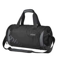 米熙mixi旅行包男休闲运动健身包独立鞋位行李袋手提单肩圆通训练包 M5210-18英寸黑灰色