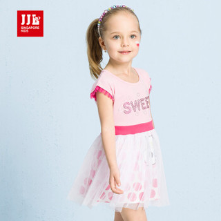 季季乐 （JJLKIDS Partner Club） 童装女童短袖连衣裙夏季儿童公主裙 GXQ73206 粉红 100