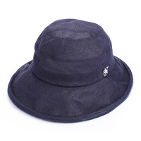 诗丹凯萨遮阳帽女夏季时尚圆顶渔夫帽苎麻材质舒适透气可折叠布帽 WGSB181028 蓝色 57cm