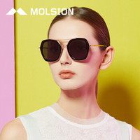 陌森（Molsion）偏光太阳镜女蝶形墨镜女MS6039 C10镜框金色|镜片紫灰色