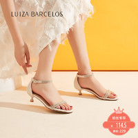 Luiza Barcelos一字带扣带2020夏季新款凉鞋女细跟仙女风水钻女鞋