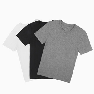 INTERIGHT男士全棉圆领短袖T恤3件装 黑白灰 XL