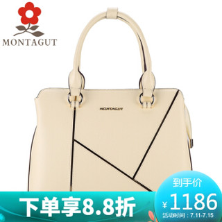 MONTAGUT 梦特娇 女包牛皮手提包女欧美时尚潮流手拎包女包包 大号R2212088221 米黄色