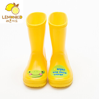 柠檬宝宝lemonkid儿童雨鞋男女宝宝水鞋小学生幼儿园中筒防滑雨靴LE080117黄色青蛙35码