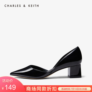 CHARLES＆KEITH 60920181简约尖头粗跟奥赛鞋单鞋