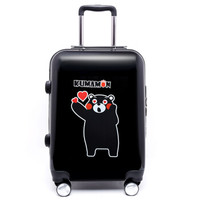 酷MA萌KUMAMON 熊本熊旅行箱万向轮可爱行李箱男女PC拉杆箱 拉链红心款20英寸（黑色）