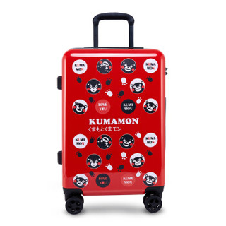 酷MA萌KUMAMON 熊本熊旅行箱万向轮可爱行李箱男女PC拉杆箱 拉链满图款20英寸红色