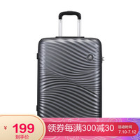 卡米龙万向轮拉杆箱箱子密码箱夏威夷海浪波纹行李箱女旅行箱男DW8*29001深灰色20英寸登机箱 新秀丽旗下