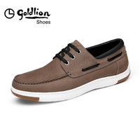 金利来（goldlion）男鞋商务舒适轻质透气皮鞋时尚休闲鞋559830248FRA-深卡其色-39码
