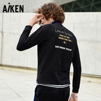 爱肯aiken森马旗下品牌2018秋冬季男装长袖T恤AK118011303黑色XL